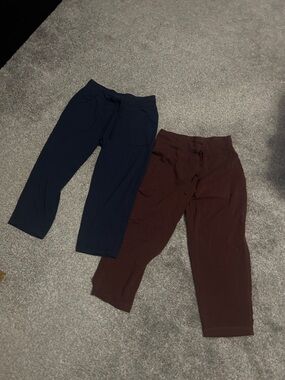 Casual Cropped Pants Duo - Navy & burgundy
